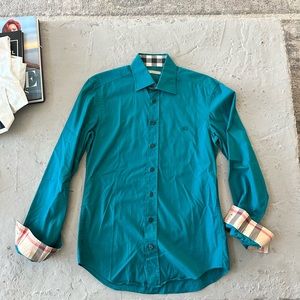 Burberry Teal Casual Button Down Shirt